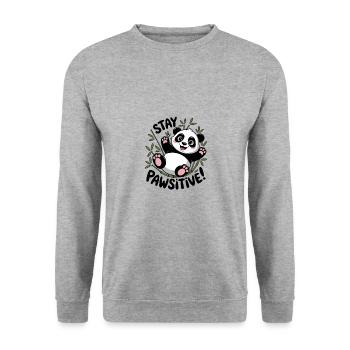 Stay Pawsitive Panda Motif for Animal Lovers and - Unisex Sweatshirt - salt & pepper - Front - Alina (178cm) & Michal (187cm)