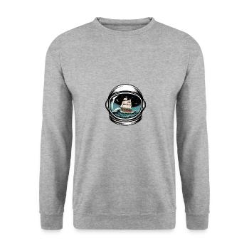 Adventurous seafaring in a space helmet - Unisex Sweatshirt - salt & pepper - Front - Alina (178cm) & Michal (187cm)