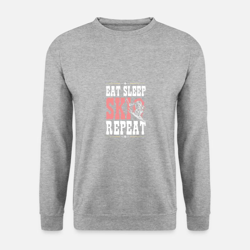 Eat Sleep Ski Repeat - Unisex Pullover - Weißgrau meliert