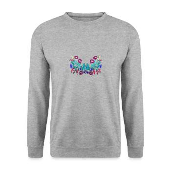 ungarische blumen,Ranke,floral,pink,Blumen,sketch - Unisex Pullover - Weißgrau meliert - Vorne - Alina (178cm) & Michal (187cm)