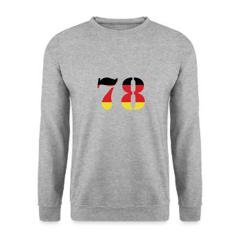 78 Numéro Jersey Allemagne - Sweat-shirt Unisexe - gris chiné - Devant - Alina (178cm) & Michal (187cm)