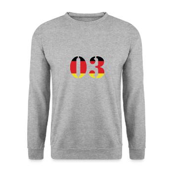 3 Zahl Trikot Deutschland - Unisex Pullover - Weißgrau meliert - Vorne - Alina (178cm) & Michal (187cm)