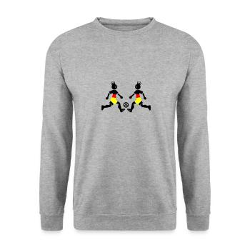 Fussballer Fussball Germany - Unisex Pullover - Weißgrau meliert - Vorne - Alina (178cm) & Michal (187cm)