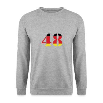 48 Numéro Jersey Allemagne - Sweat-shirt Unisexe - gris chiné - Devant - Alina (178cm) & Michal (187cm)