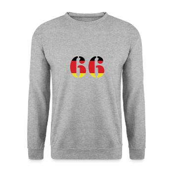 66 Numéro Jersey Allemagne - Sweat-shirt Unisexe - gris chiné - Devant - Alina (178cm) & Michal (187cm)