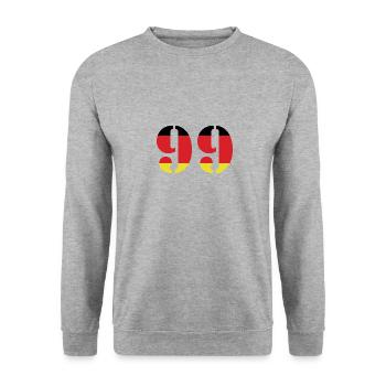 99 Numéro Jersey Allemagne - Sweat-shirt Unisexe - gris chiné - Devant - Alina (178cm) & Michal (187cm)