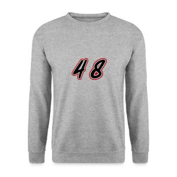 48 Zahl symbol - Unisex Pullover - Weißgrau meliert - Vorne - Alina (178cm) & Michal (187cm)