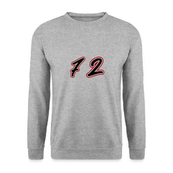 72 Zahl Symbol - Unisex Pullover - Weißgrau meliert - Vorne - Alina (178cm) & Michal (187cm)