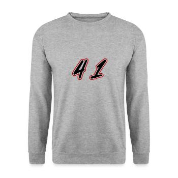 41 Zahl symbol - Unisex Pullover - Weißgrau meliert - Vorne - Alina (178cm) & Michal (187cm)