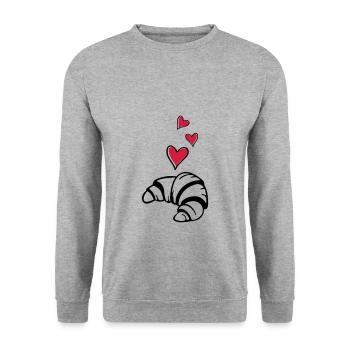 j'aime le symbole de la nourriture croissant coeur - Sweat-shirt Unisexe - gris chiné - Devant - Alina (178cm) & Michal (187cm)