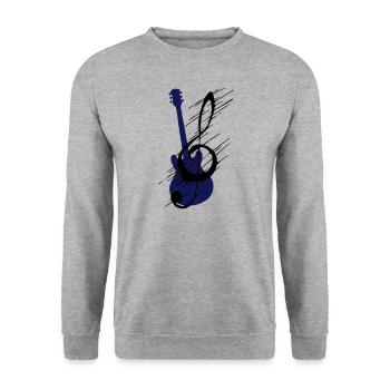 Verzerrter Notenschluessel und Gitarre - Unisex Pullover - Weißgrau meliert - Vorne - Alina (178cm) & Michal (187cm)