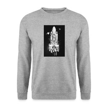 Imaginative space shuttle in graffiti style - Unisex Sweatshirt - salt & pepper - Front - Alina (178cm) & Michal (187cm)