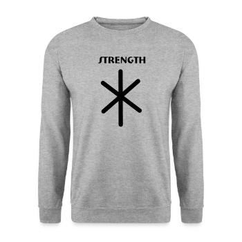 Macht Wikingerrunen mit Textstärke - Unisex Pullover - Weißgrau meliert - Vorne - Alina (178cm) & Michal (187cm)