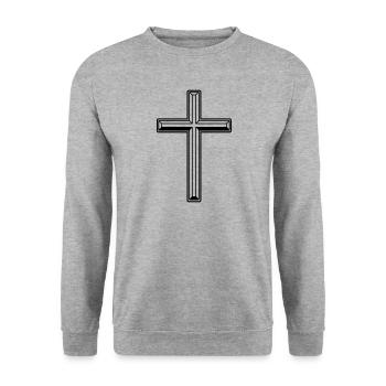 Faith cross - Unisex Sweatshirt - salt & pepper - Front - Alina (178cm) & Michal (187cm)
