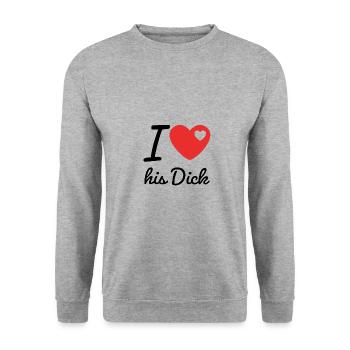 I love his Dick - Unisex Pullover - Weißgrau meliert - Vorne - Alina (178cm) & Michal (187cm)