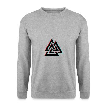 Vintage Valknut Odin symbol Viking sign Pagan - Unisex Sweatshirt - salt & pepper - Front - Alina (178cm) & Michal (187cm)