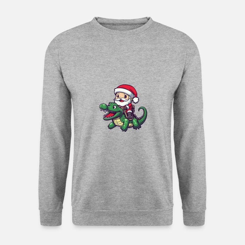 Alligator Weihnachtsmann - Unisex Pullover - Weißgrau meliert