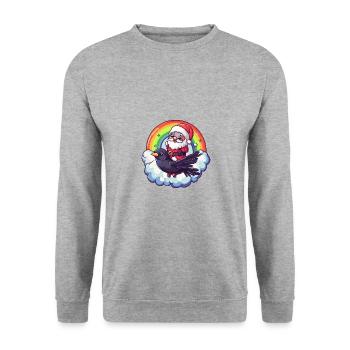 Corbeau Corbeau Père Noël Arc-en-ciel - Sweat-shirt Unisexe - gris chiné - Devant - Alina (178cm) & Michal (187cm)