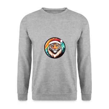 Tigre Noël Noël - Sweat-shirt Unisexe - gris chiné - Devant - Alina (178cm) & Michal (187cm)