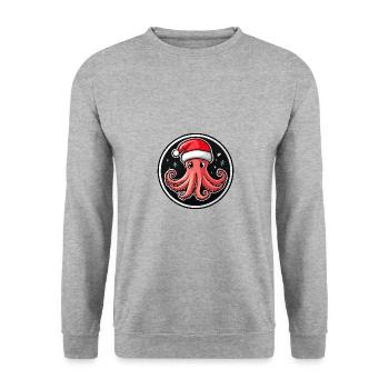 Octopus Christmas X-Mas - Unisex Sweatshirt - salt & pepper - Front - Alina (178cm) & Michal (187cm)