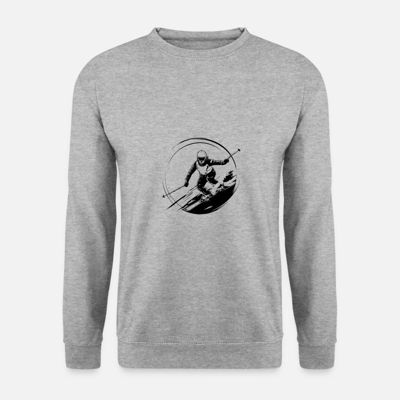 Ski Fahren Skiing Sport - Unisex Pullover - Weißgrau meliert