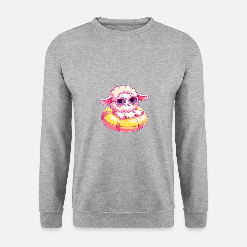Schaf Comic Cool - Unisex Pullover - Weißgrau meliert