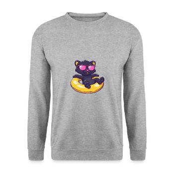 Panther Comic Cool - Unisex Pullover - Weißgrau meliert - Vorne - Alina (178cm) & Michal (187cm)