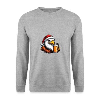 Adler Bier Xmas Weihnachten - Unisex Pullover - Weißgrau meliert - Vorne - Alina (178cm) & Michal (187cm)