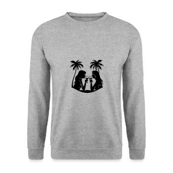 Girls Team Holiday Palms - Unisex Sweatshirt - salt & pepper - Front - Alina (178cm) & Michal (187cm)