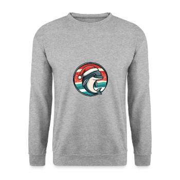 Dolphin Christmas X-Mas - Unisex Sweatshirt - salt & pepper - Front - Alina (178cm) & Michal (187cm)
