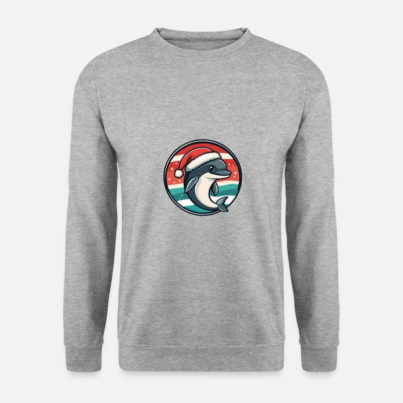 Delfin Weihnachten X-Mas - Unisex Pullover - Weißgrau meliert
