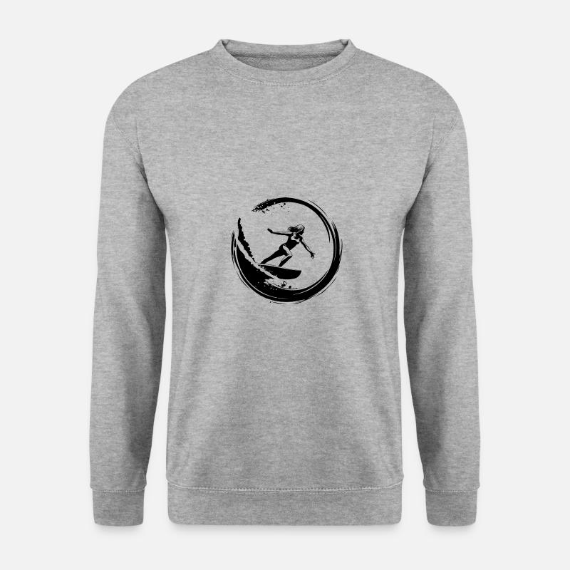 Surfer Frau - Unisex Pullover - Weißgrau meliert