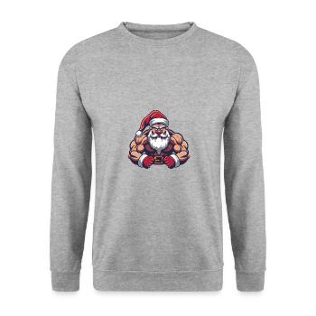 Père Noël Muscles Fitness - Sweat-shirt Unisexe - gris chiné - Devant - Alina (178cm) & Michal (187cm)