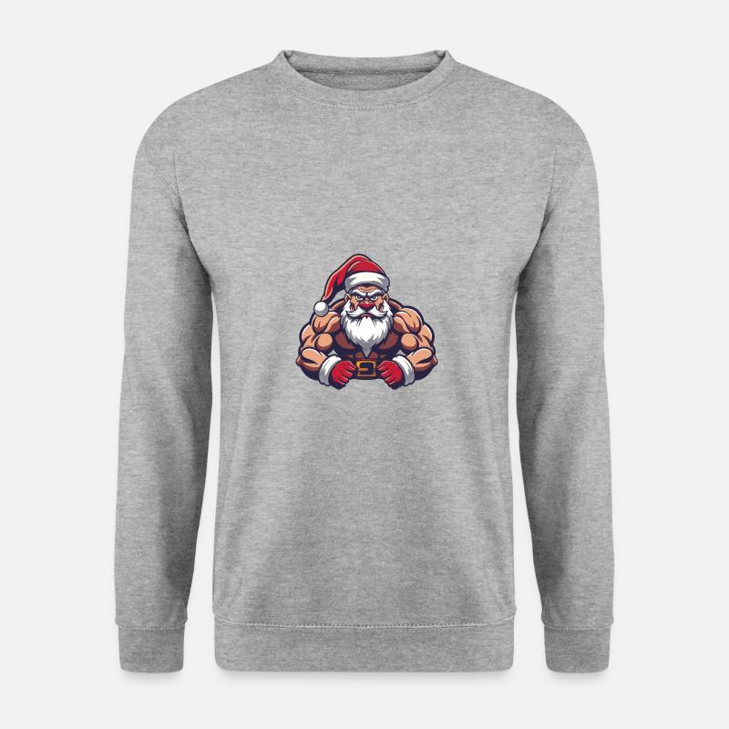 Weihnachtsmann Muskeln Fitness - Unisex Pullover - Weißgrau meliert