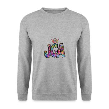 Enterrement de vie de garçon Krone Enterrement de vie de garçon - Sweat-shirt Unisexe - gris chiné - Devant - Alina (178cm) & Michal (187cm)