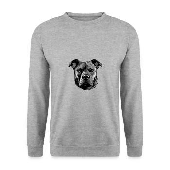 Tête de chien Staffordshire Bull Terrier - Sweat-shirt Unisexe - gris chiné - Devant - Alina (178cm) & Michal (187cm)