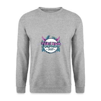 Thailand 2025 Urlaub - Unisex Pullover - Weißgrau meliert - Vorne - Alina (178cm) & Michal (187cm)