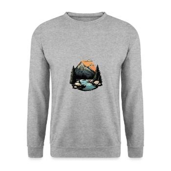 Berge Outdoor Landschaft - Unisex Pullover - Weißgrau meliert - Vorne - Alina (178cm) & Michal (187cm)