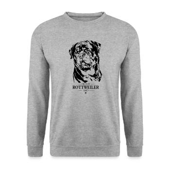 Rottweiler Dad Hunde Hund Rottie Wilsigns - Unisex Pullover - Weißgrau meliert - Vorne - Alina (178cm) & Michal (187cm)