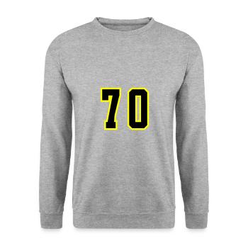 70 Zahl Trikot - Unisex Pullover - Weißgrau meliert - Vorne - Alina (178cm) & Michal (187cm)