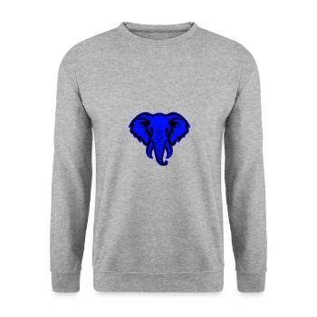 Elefant Tier Porträt - Unisex Pullover - Weißgrau meliert - Vorne - Alina (178cm) & Michal (187cm)