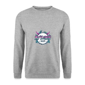 Mykonos 2025 Urlaub - Unisex Pullover - Weißgrau meliert - Vorne - Alina (178cm) & Michal (187cm)
