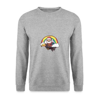 Toucan Bird Santa Claus Rainbow - Unisex Sweatshirt - salt & pepper - Front - Alina (178cm) & Michal (187cm)