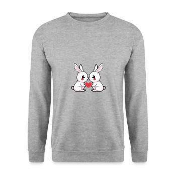 Bunny Couple In Love Easter Valentine's Day - Unisex Sweatshirt - salt & pepper - Front - Alina (178cm) & Michal (187cm)