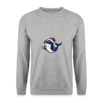 Wal Bier Xmas Weihnachten - Unisex Pullover - Weißgrau meliert - Vorne - Alina (178cm) & Michal (187cm)