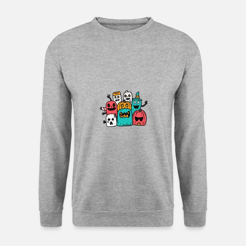 Halloween Party Figuren - Unisex Pullover - Weißgrau meliert