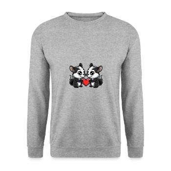 Skunk Couple Saint-Valentin - Sweat-shirt Unisexe - gris chiné - Devant - Alina (178cm) & Michal (187cm)