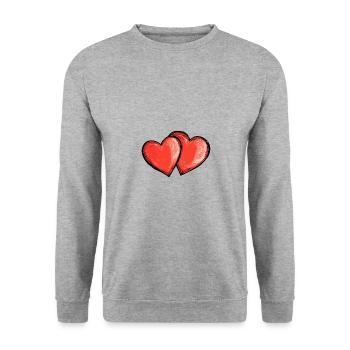Herzen Liebe Symbol - Unisex Pullover - Weißgrau meliert - Vorne - Alina (178cm) & Michal (187cm)