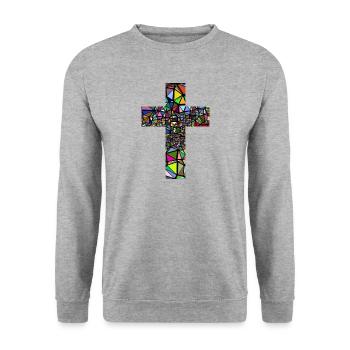 dieu dieu mariage église bible bible église de mariage - Sweat-shirt Unisexe - gris chiné - Devant - Alina (178cm) & Michal (187cm)