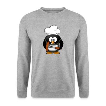 Grill penguin - Unisex Sweatshirt - salt & pepper - Front - Alina (178cm) & Michal (187cm)